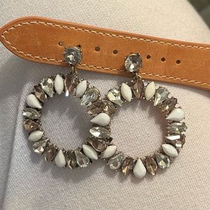 Ann Taylor Loft Circle Drop Jeweled Multicolor Neutral Earrings